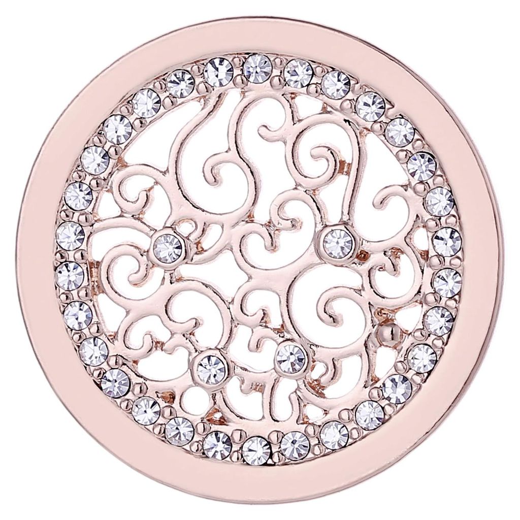 Morella Damen Coin 33 mm Zirkonia Ornament roségold Produktbild 