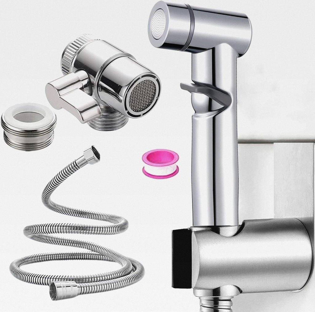 Bidet ABS-Kunststoff Handbrause Set, Badezimmer-Bidetaufsatz mit Wasserhahn-Spender, Edelstahlschlauch, M22 x M24 Wasserhahnspender, Badezimmerhygi...