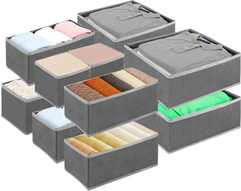 Bac de rangement gris à 12 compartiments modulables et ultra compact