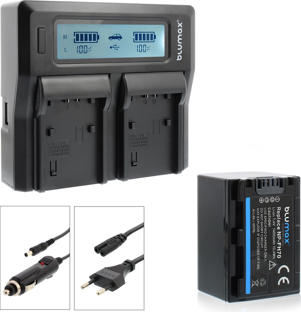 1x Akku + Lader für Sony NP-FH70 NP-FH100 NP-FH40 NP-FH50 NP-FH60 1400 mAh
