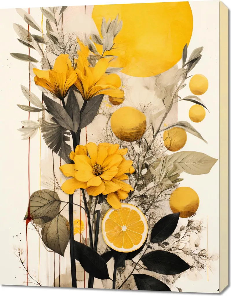 Tableau pour cuisine ou salon Rêverie citronnée - Toile 70x90 cm
