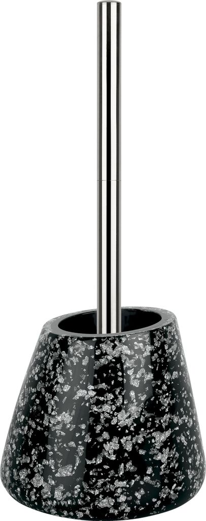 Spirella "Etna" WC Bürste Toilettenbürste in Steinoptik aus Polyresin 17x13x19cm Glitzer Schwarz