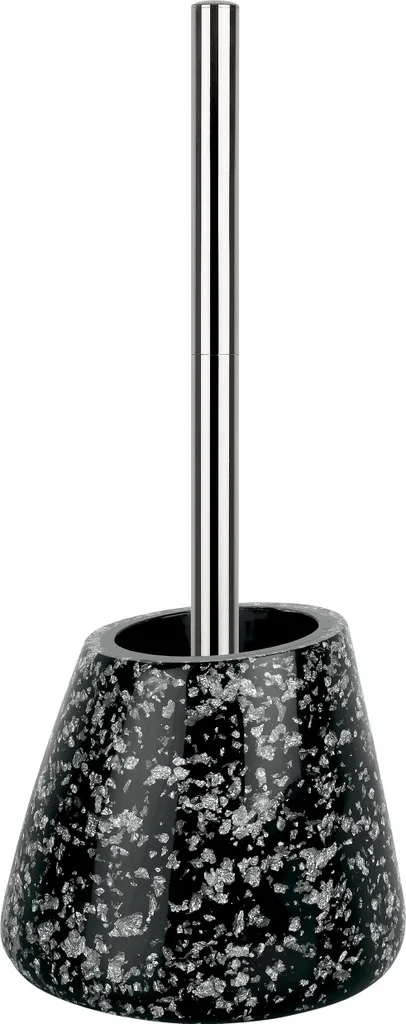 Brosse à WC Spirella Etna aspect pierre polyrésine noir scintillant 19cm