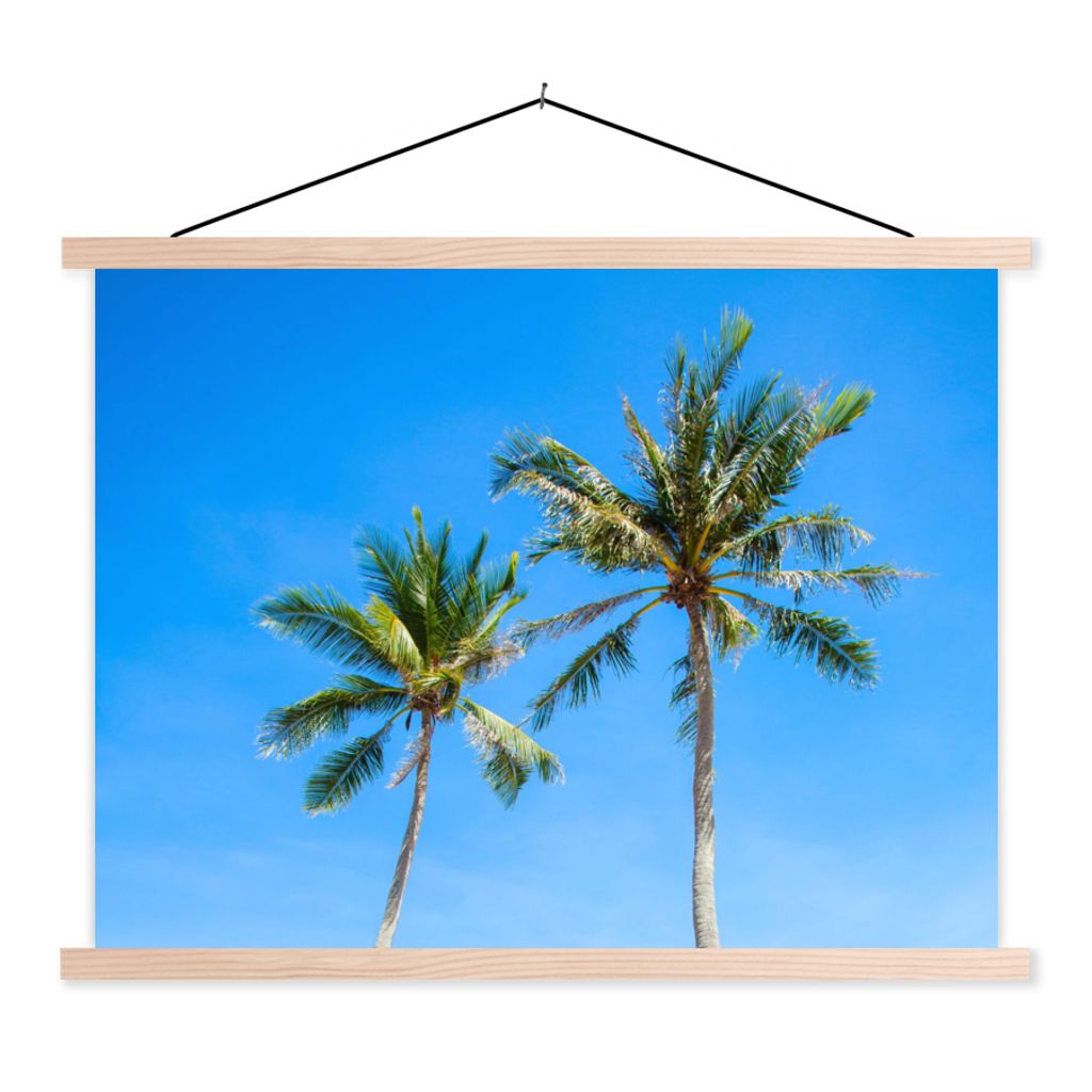 MuchoWow Textilposter Palme - Sommer - Tropisch 120x90 cm mit holzfarbenen Rahmen - Magnetisch