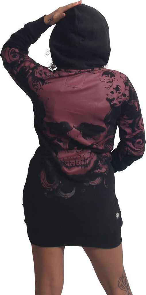 Yakuza Damen Lost Skull Hoodie Kleid, Schwarz, S
