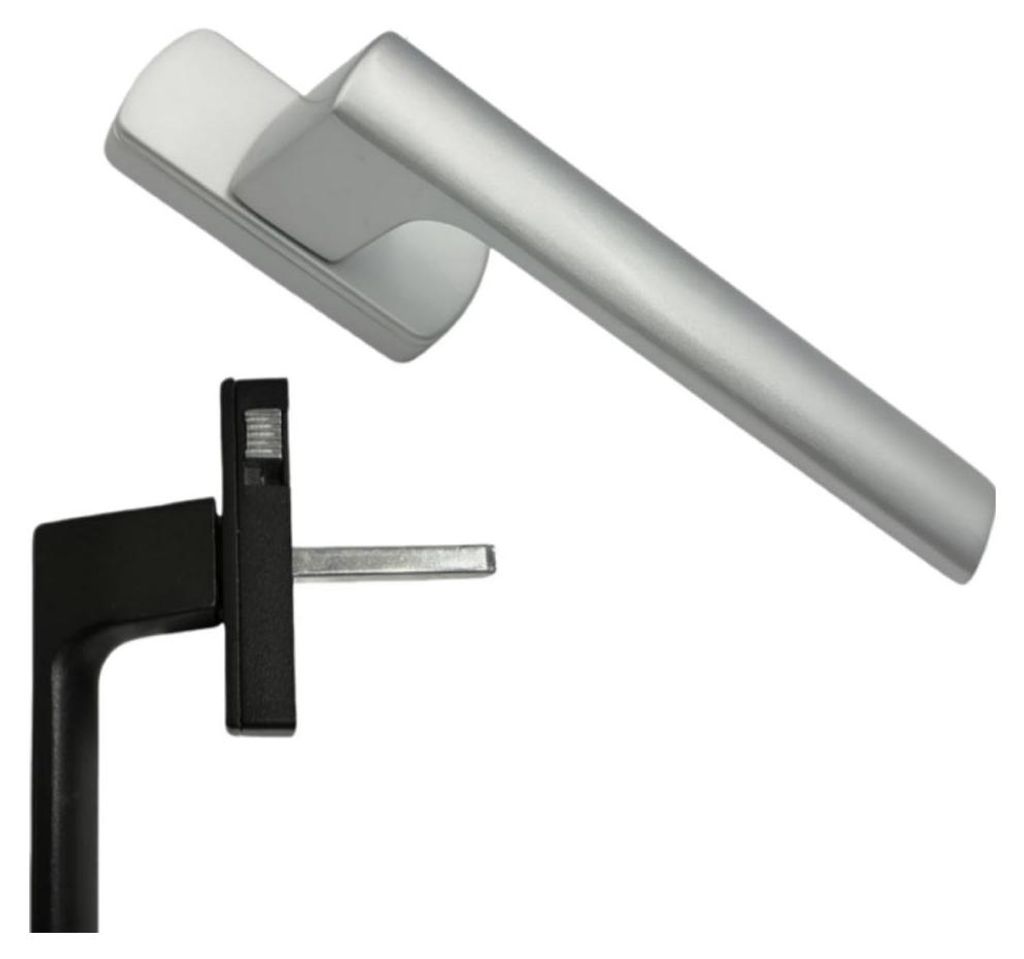 INF Abschließbarer Aluminium Fenstergriff 25mm Vierkant ergonomisch Balkon Silber