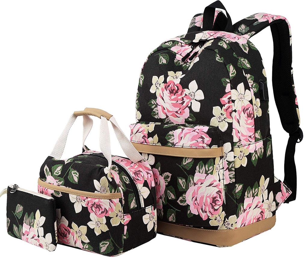 Damen Mädchen Schulrucksack Canvas Backpack Rucksack Reise Schulranzen Tasche 