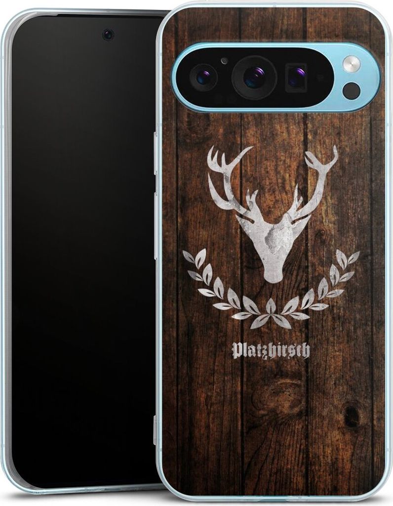 DeinDesign Handyhülle für Google Pixel 9 Pro XL Silikon Hülle Case Smartphone Schutzhülle Hirsch Holz Holzoptik