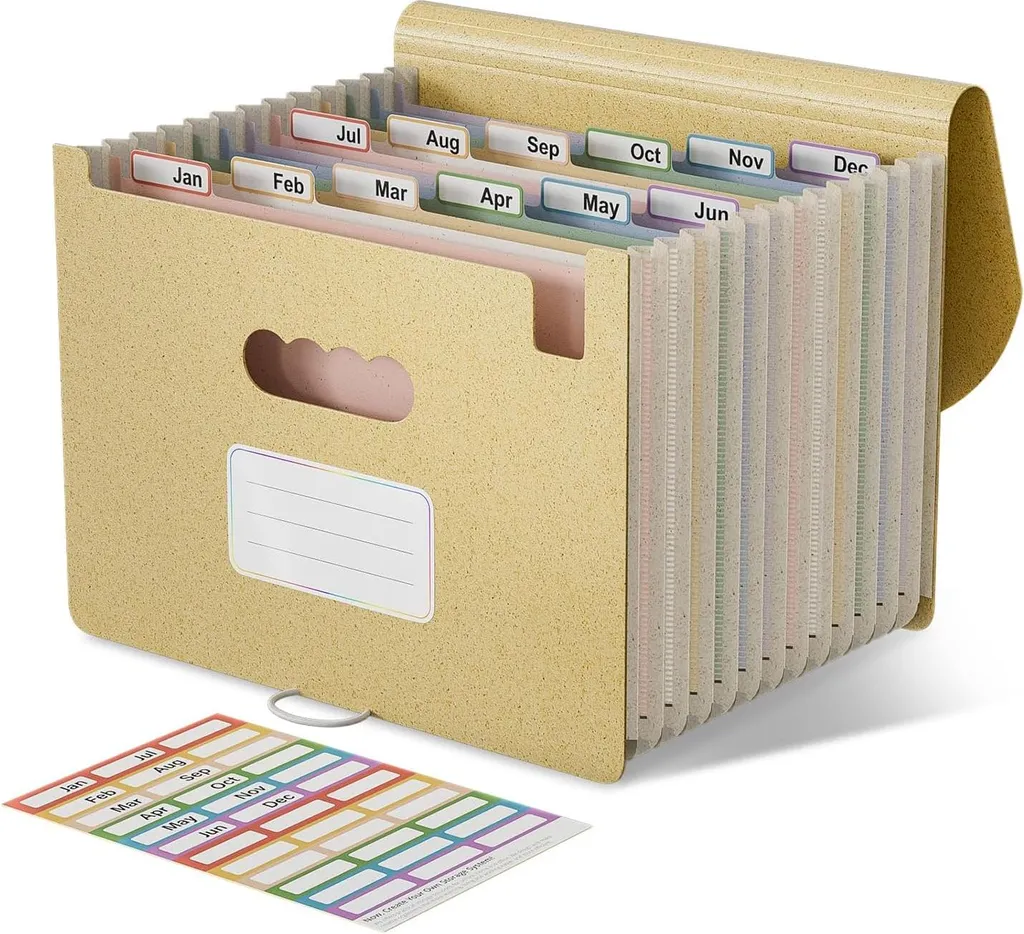Trieur accordéon EcoStash paille de blé A4 - 12 compartiments Vert