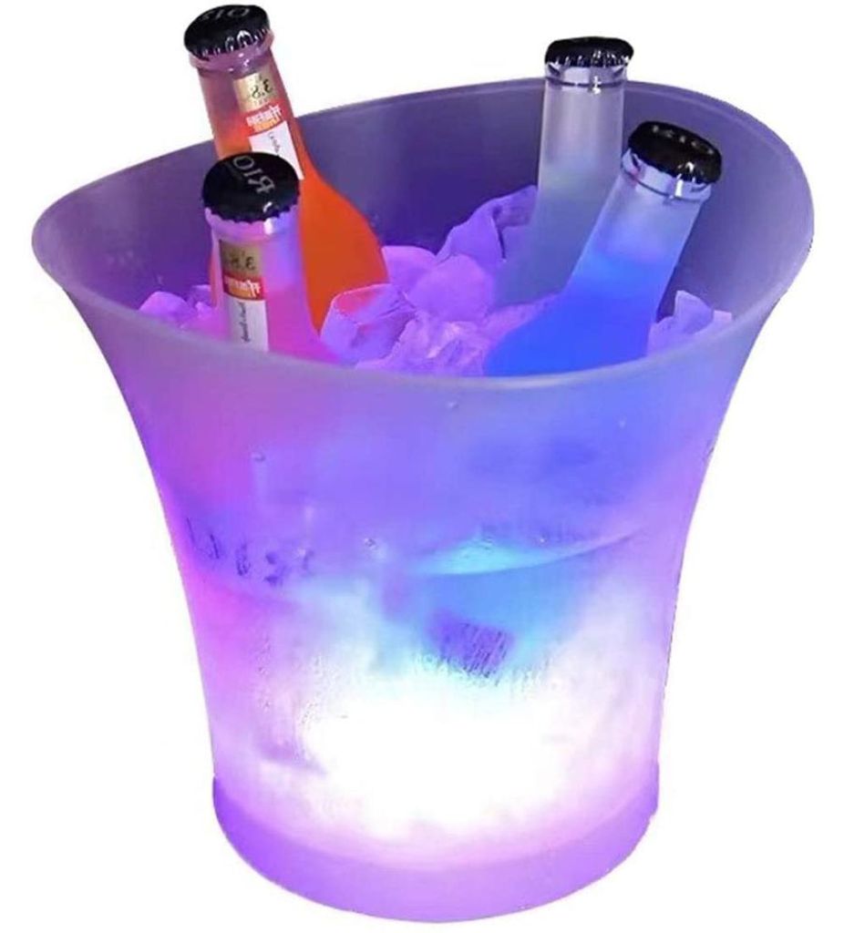 LED Eiskübel, 5L Großraum Flaschenkühler - Sektkühler - Weinkühler - Getränkekühler - Kühler Led Wasserdicht mit Farbwechsel, für Party, H...