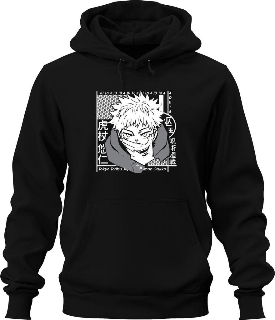 Jujutsu Kaisen Itadori Yuji Anime Manga Fan Geschenk Cosplay Uni Hoodie Kapuzenpullover, Schwarz, XL