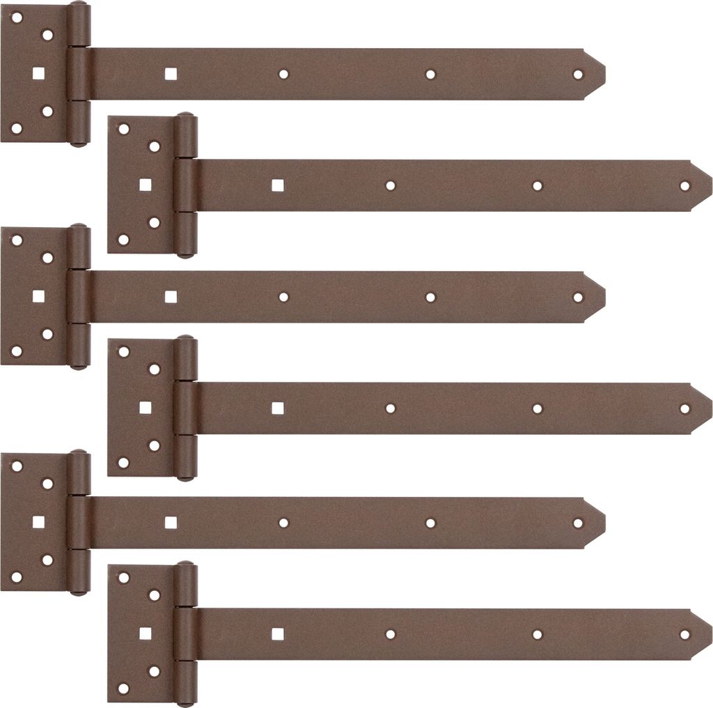 Alberts 822057 DURAVIS Kreuzgehänge, mit vernietetem Stift, rostbraun duplexbeschichtet, Band 391 x 40 mm, Scharnier 59 x 103 mm, 6er Set