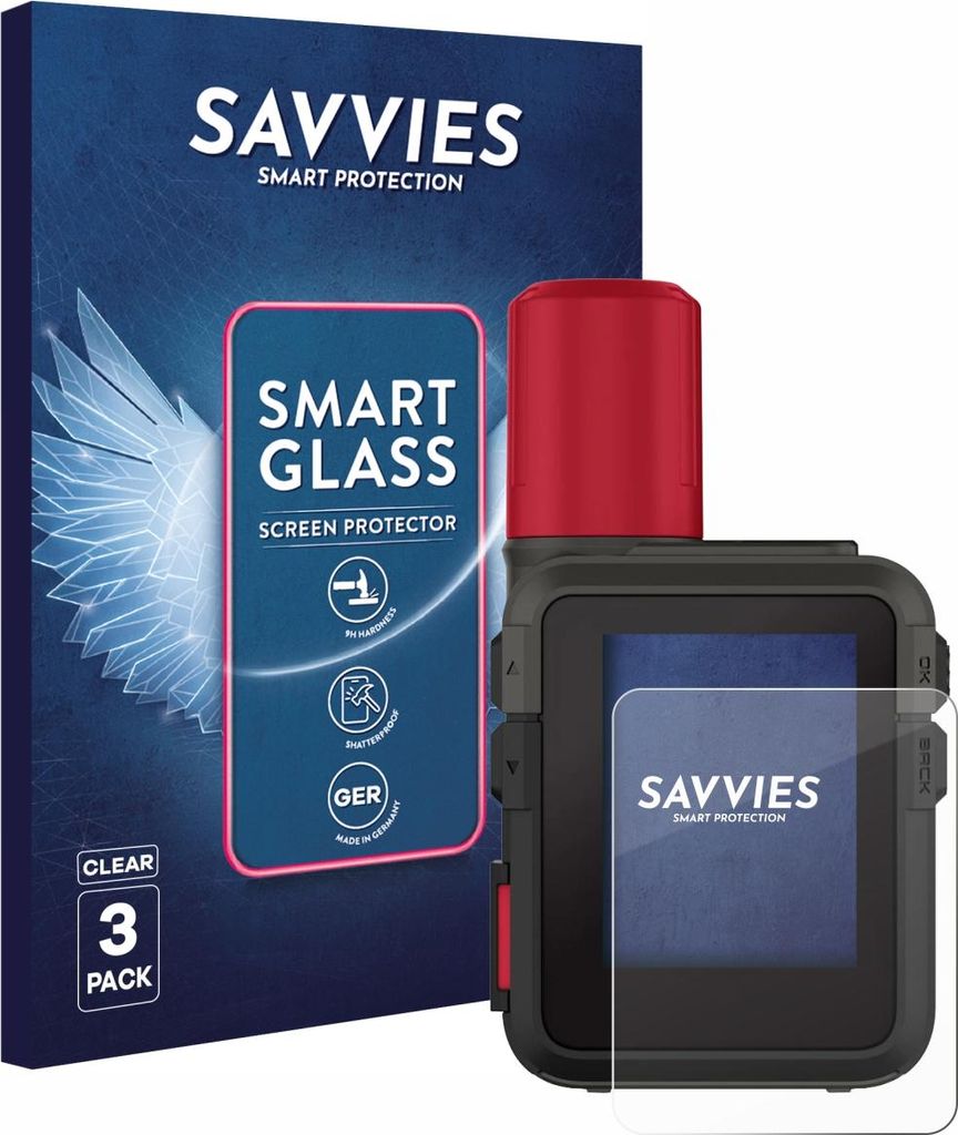 3x Savvies Schutzglas Folie für Garmin inReach Mini 3 Plus 9H Panzer Schutzfolie Glas Displayschutz klar transparent