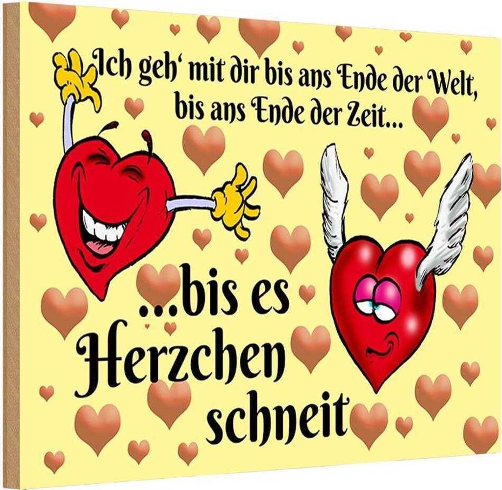 vianmo Holzschild 20x30 cm Geh mit dir bis Herzen schneit Dekoration