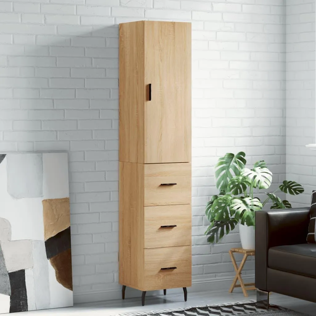vidaXL Credenza Sonoma-quercia 34,5x34x180 cm Materiale a base di legno