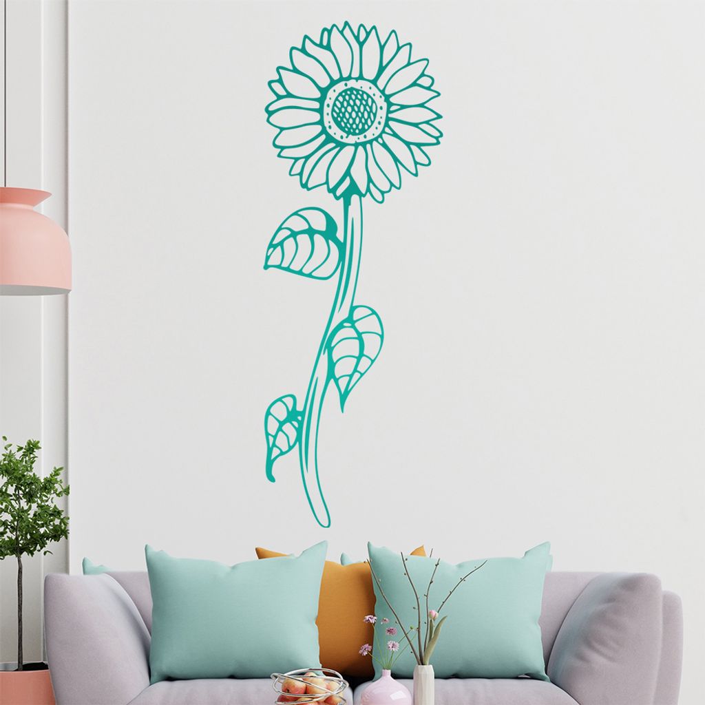 Sonnenblume - Pflanze Wandtattoo in 6 Größen - Wandaufkleber Wall Sticker - Dekoration, Küche, Wohnzimmer, Schlafzimmer, Badezimmer