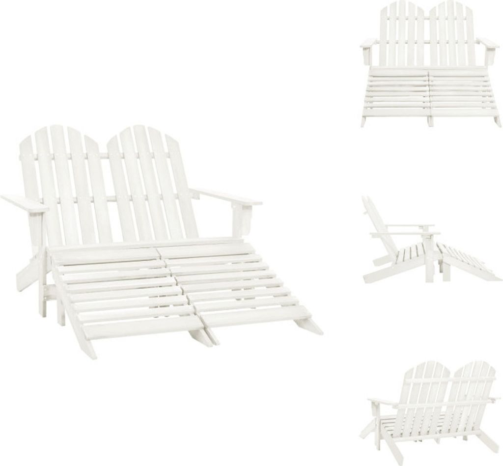 vidaXL 2-Sitzer Adirondack-Gartenbank mit Fußstütze Tannenholz Weiß - Gartenstühle