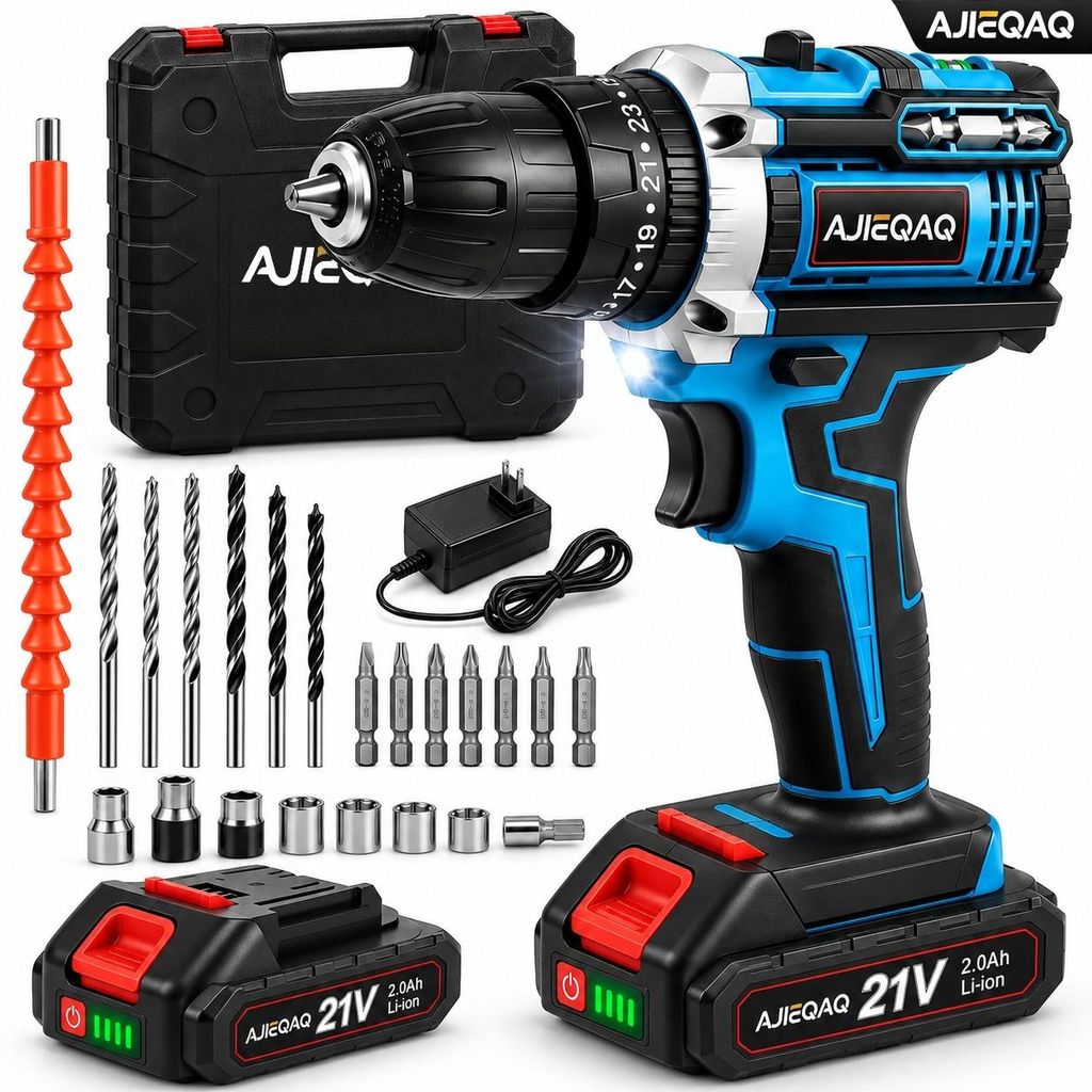 AJIEQAQ Accuboormachine 21V MAX, 45 Nm, 18+1, 2 Productafbeelding 