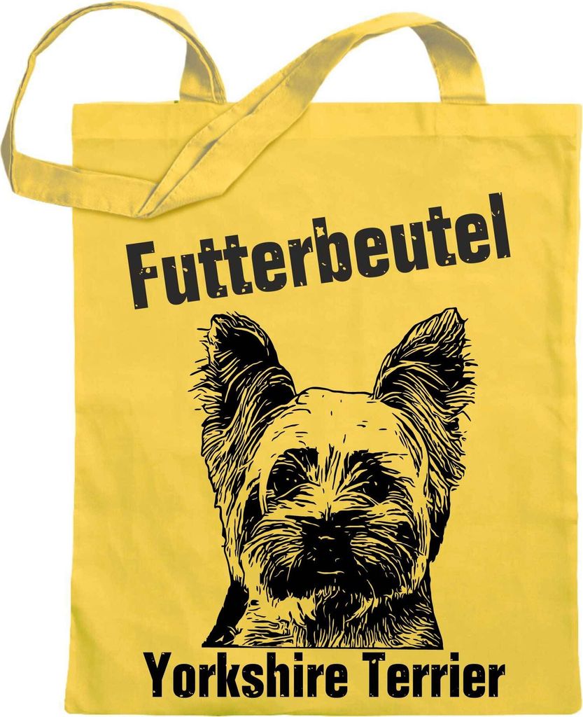 Kiwistar Futterbeutel - Yorkshire Terrier - Einkaufsbeutel mit Motiv Hund - Jutebeutel bedruckt - Tragetasche Stoffbeutel Umhängetasche Langer Hen...