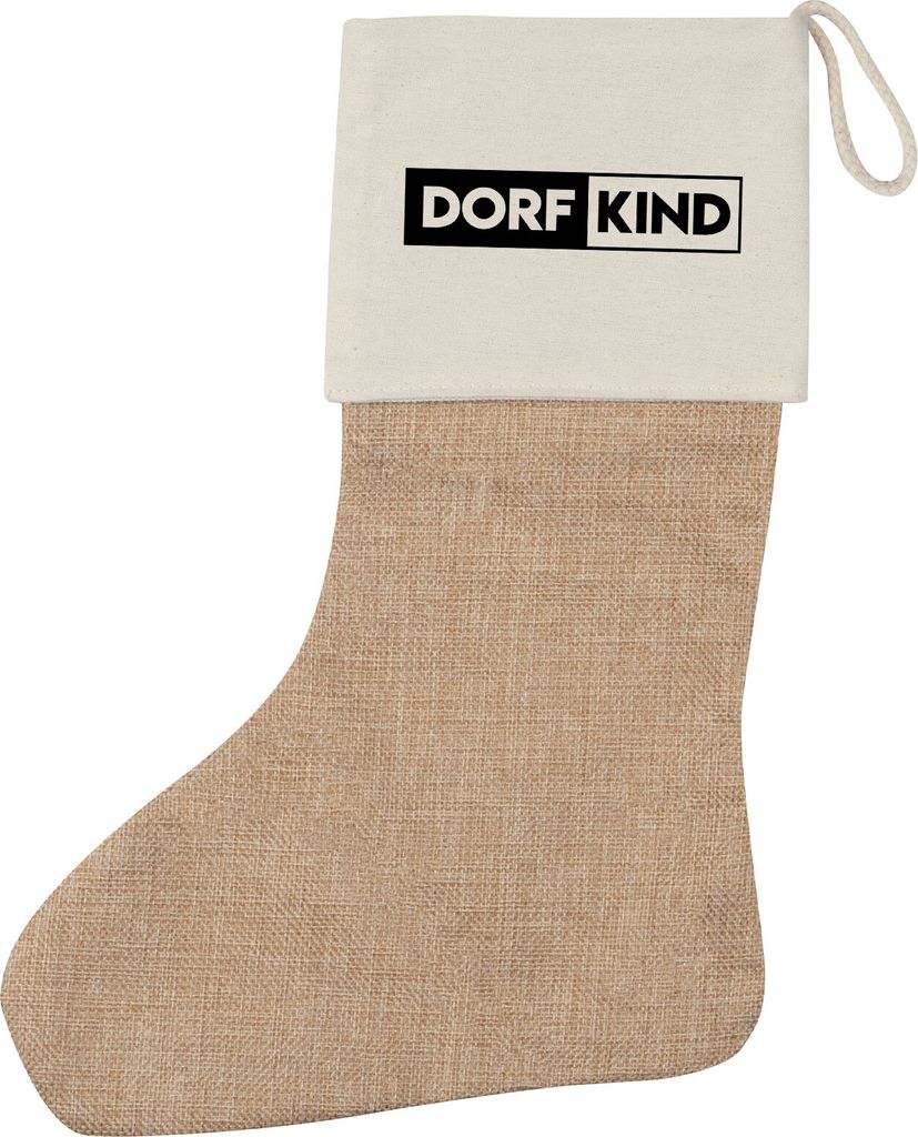 Huuraa Weihnachtsstrumpf Dorfkind Modern Beige Jute Kaminstrumpf Geschenkidee