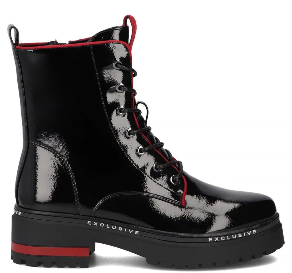 Damen Halbstiefel Schwarz aus Synthetik mit Blockabsatz, Produktbild 