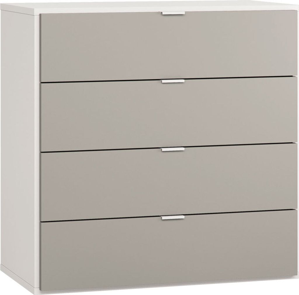 Kommode Bellaco 32, Farbe: Weiß / Grau - Abmessungen: 92 x 90 x 47 cm (H x B x T)