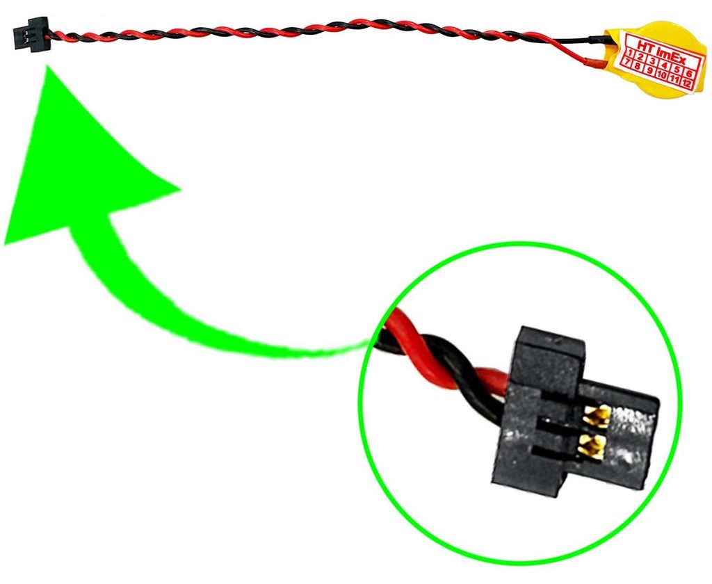 RTC Uhrzeit Batterie wiederaufladbar ML1220 CMOS mit Kabel 2 poligen 6 mm x 3 mm