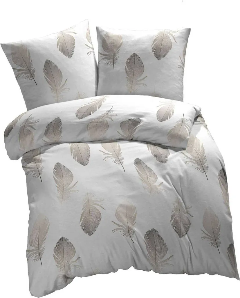 ETÉREA Biancheria da Letto Cotone 4 Pezzi Lavabile Piume Bianche