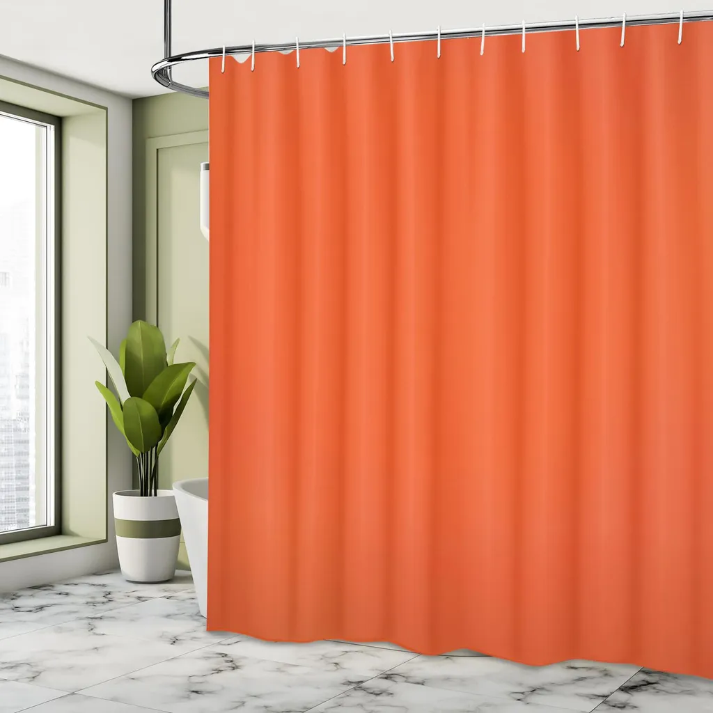 Tenda Doccia Tessuto 200x180 Cm Con Motivo Ondulato Retro - Arancione, Marrone E Avorio - Impermeabile Con Ganci Inclusi, Decorazione Bagno Elegante