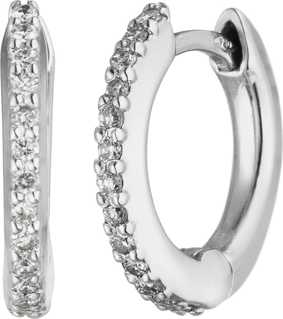 Creolen 12x1,8mm 750 Gold Weißgold mit 26 Diamanten Brillanten 0,13 ct. Ohrringe