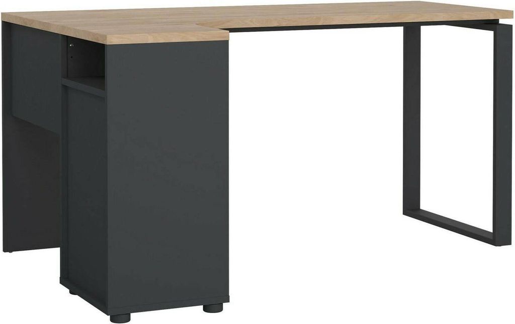 Schreibtisch Medard, Mehrzweckschreibtisch, Bürotisch für PC, Eckschreibtisch, 150x100 h76 cm, Eiche und Grau