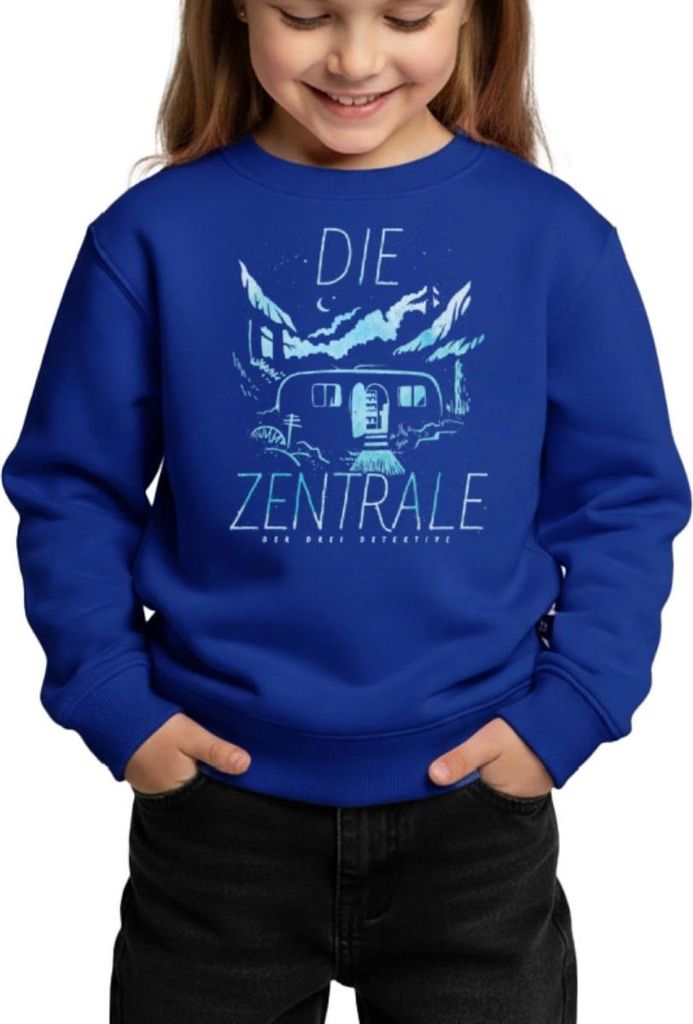 Spreadshirt Die Drei Fragezeichen Die Zentrale Wohnwagen Kinder/Teenager Premium Pullover, 134/140 (8 Jahre), Royalblau