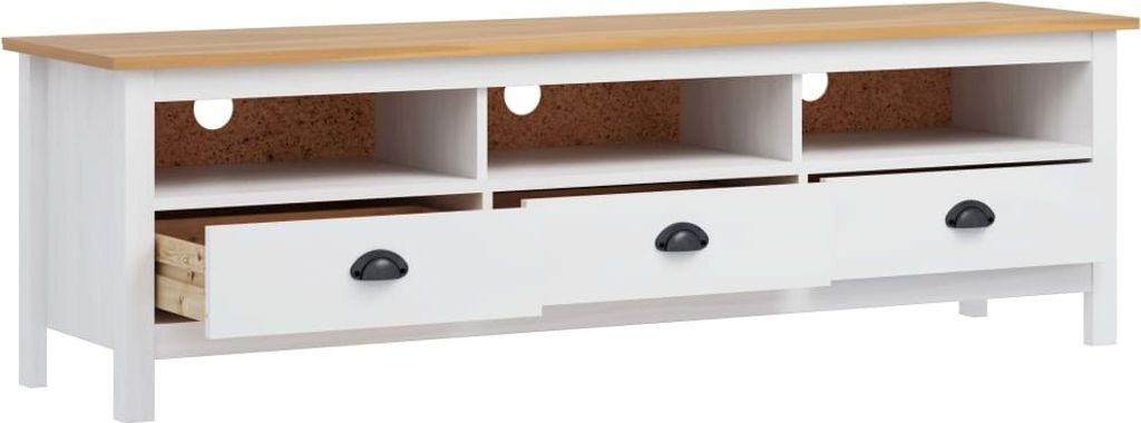 vidaXL Armoire TV Hill Range Blanc 158×40×47 cm Pin massif Image du produit 