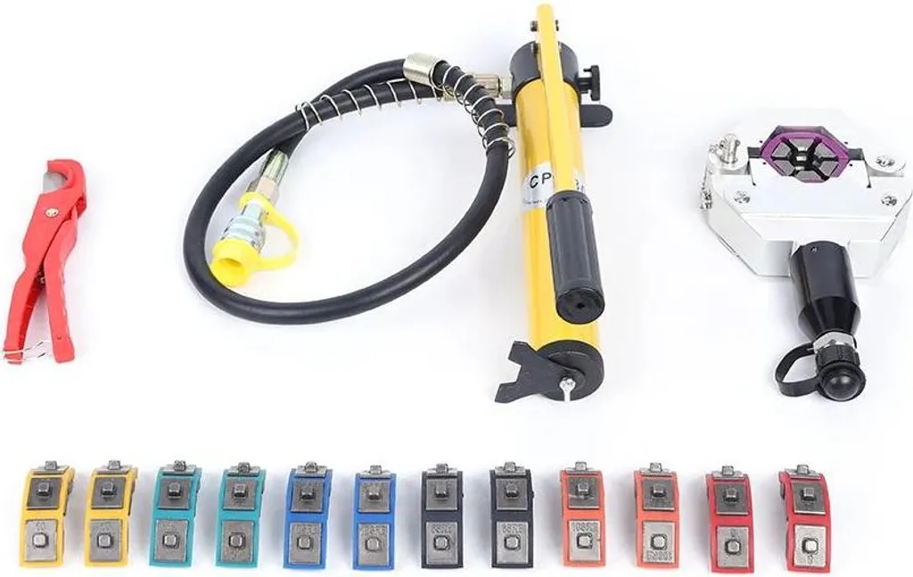 Pince à sertir hydraulique 7 matrices pour clim, modèle F7842F jaune