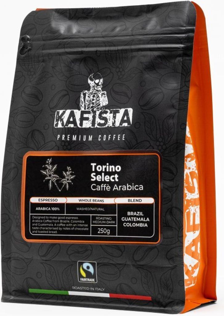 Kafista "Torino Select" - Kaffeebohnen, 100% Arabica Espresso Kaffee, geröstet in Italien 1x250g