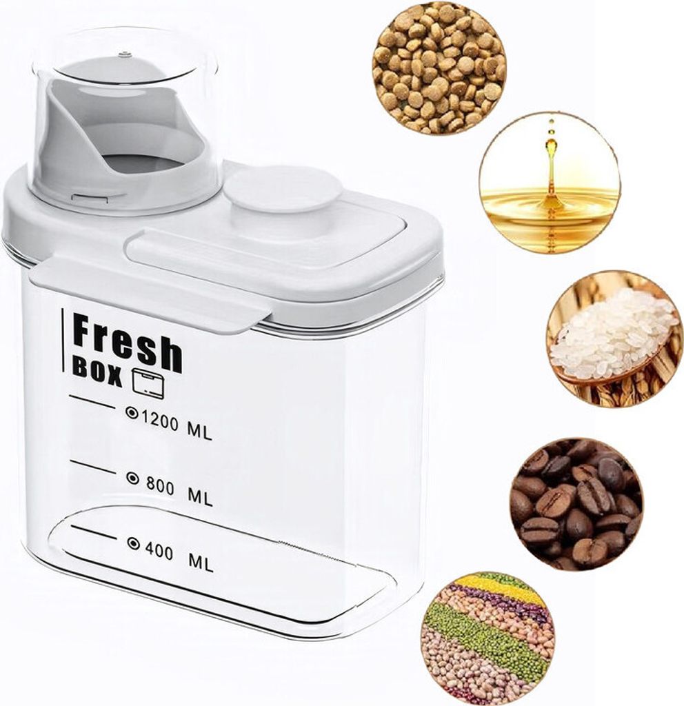 (Weiß,1500ml)Vorratsdosen mit Deckel Tragbar Vorratsdose BPA frei Große Kapazität Aufbewahrungsbox Vorratsbehälter Mehrkorndose Mit Maßsta...