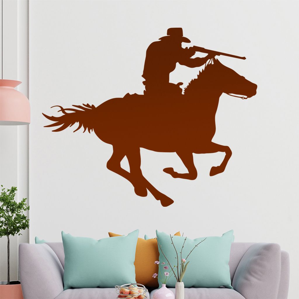 hauptsachebeklebt KIWISTAR Cowboy Pferd - Reiten Schießen Wandtattoo in 6 Größen - Wandaufkleber Wall Sticker - Dekoration, Küche, Wohnzimmer, ...