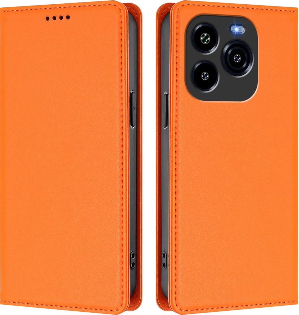Handyhülle für Oukitel C65 / C65 Pro, Kunstleder Klapphülle Stoßfeste Magnetische Hülle mit Ständer Orange
