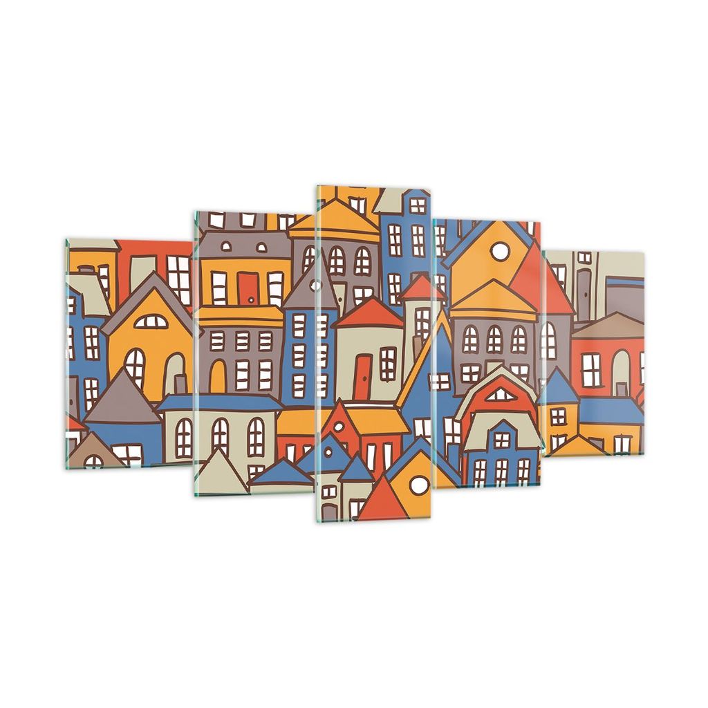 Bilder auf glas - Stadt Haus Straße - 160x85cm - Glasbilder - Wandbilder - Kunstdruck - zum Aufhängen bereit - Wanddekoration aus Glas - Glas Bil...