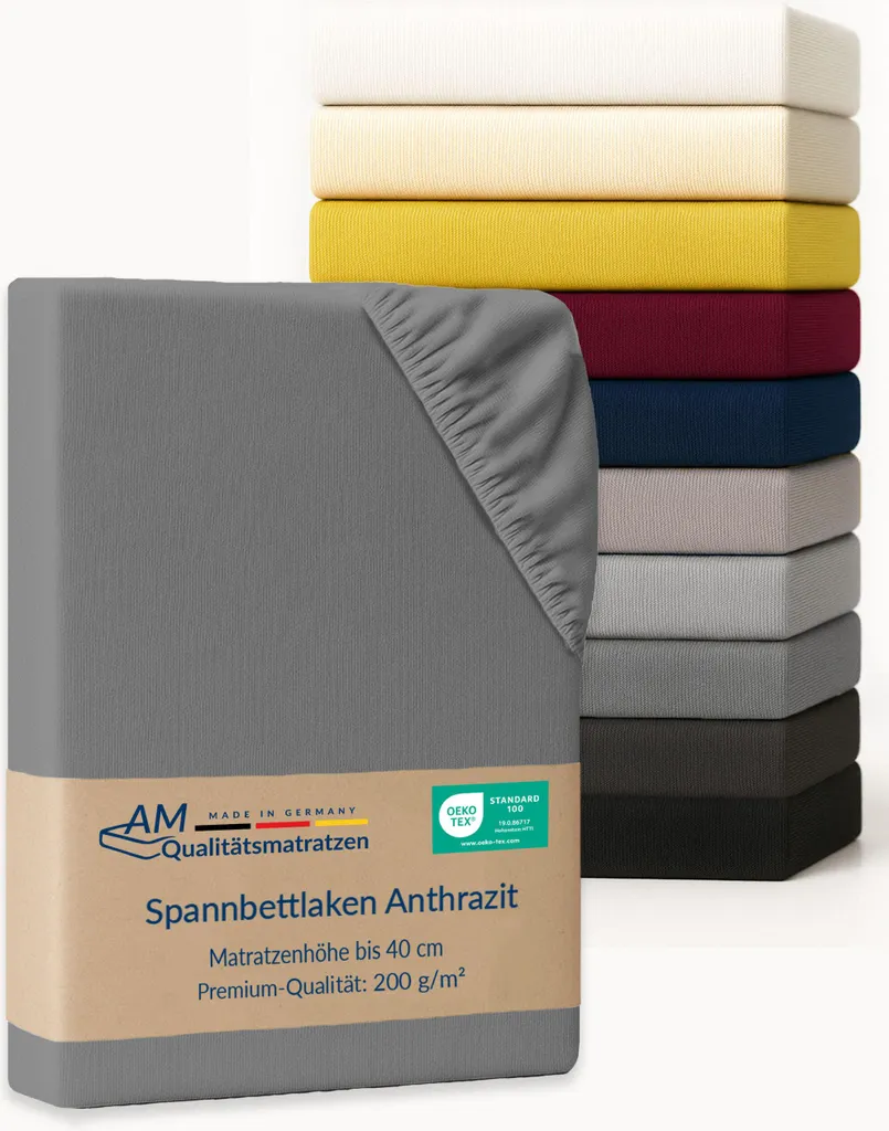 Lenzuolo con Angoli Jersey 70x190 Antracite | Cotone Premium 200g