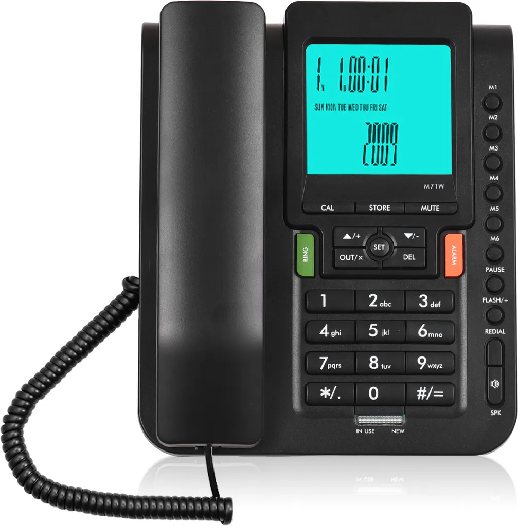 Téléphone Filaire à Écran LCD M71W Système DTMF FSK Mémoire d'Appels