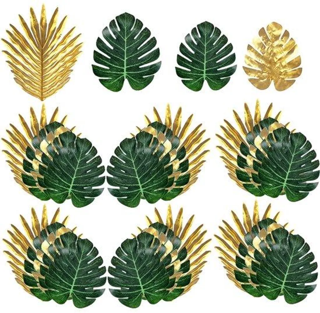 Décoration de jungle artificielle : 48 feuilles de palmier exotiques