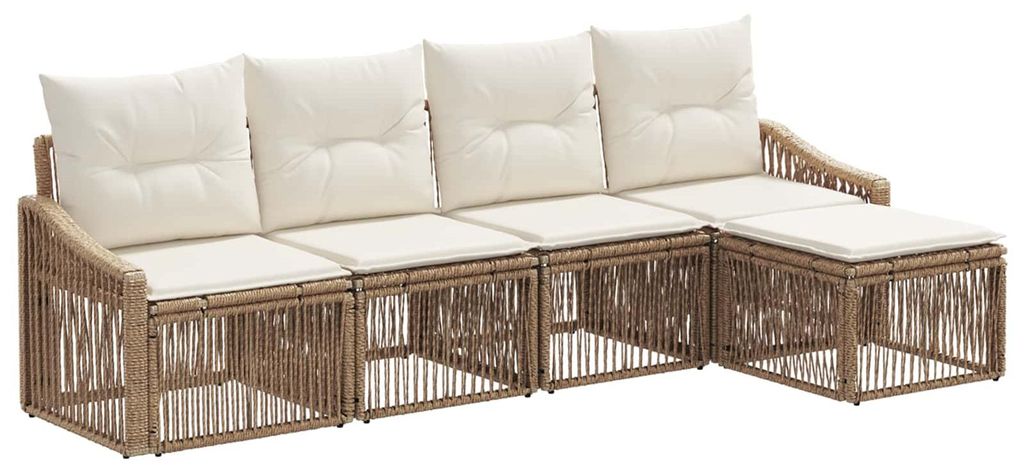 vidaXL Gartensofa-set 5 pcs Beige Poly-Rattan