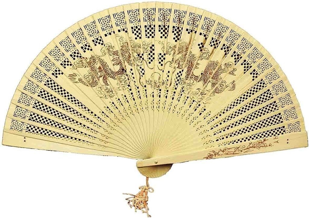 HAAC 2er Set Holzfächer Fächer Farbe Beige 23 cm für Feste Fasching Karneval
