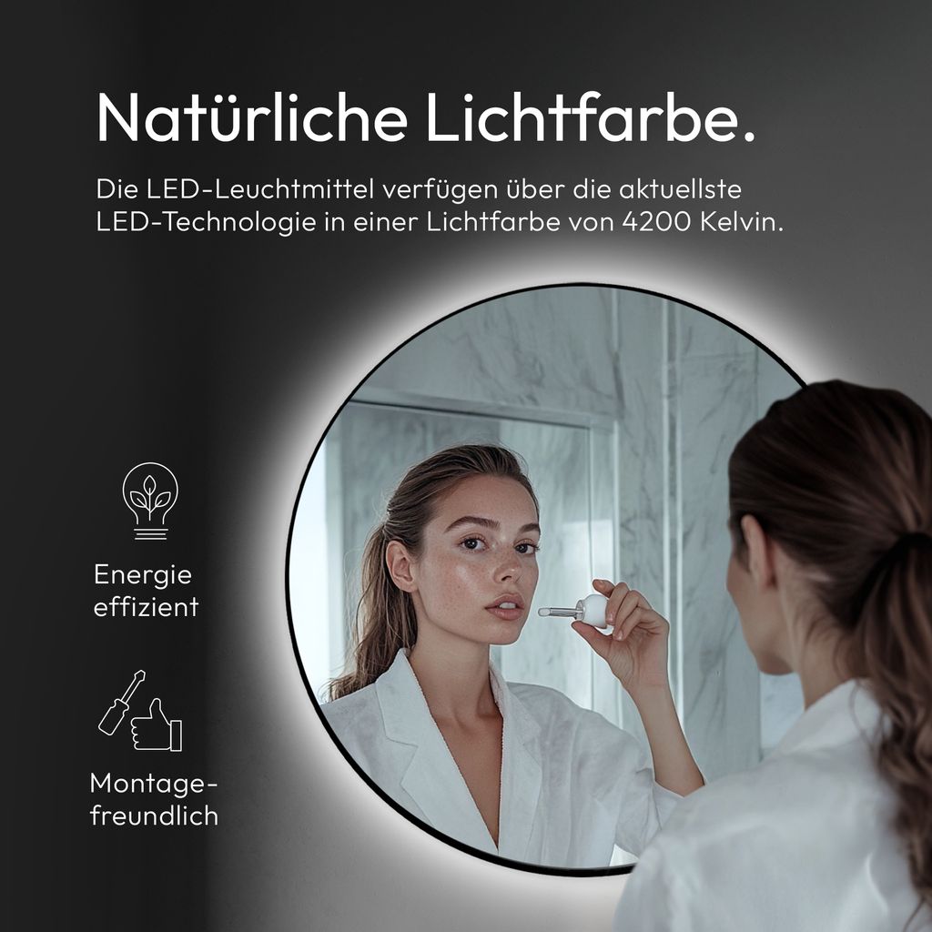 Badspiegel rund TALOS black oros  Ø 100 cm - runder Produktbild 