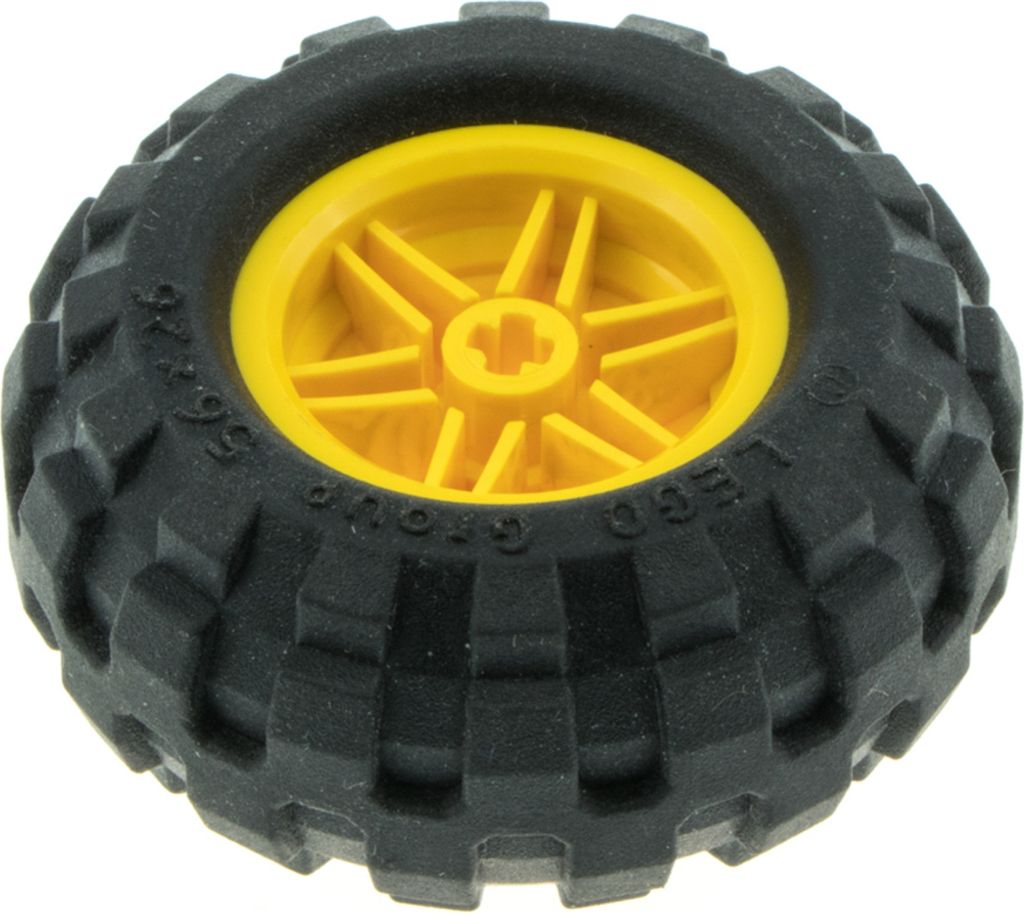 1x Lego Technic Rad 56x26 schwarz Felge 30.4x20 gelb Auto Reifen 55976 56145c02