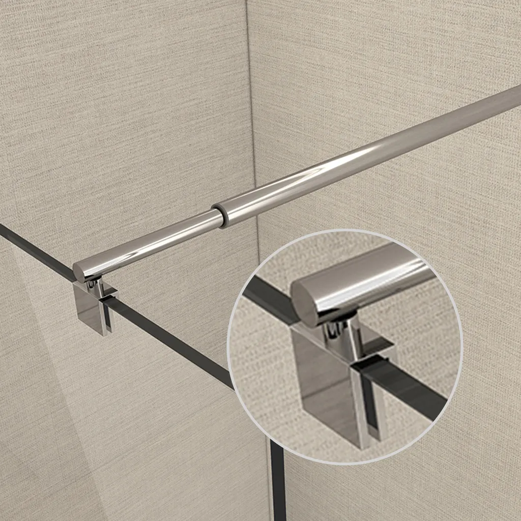 Barre télescopique 70-120cm pour paroi de douche 8-10mm en Inox rond x2