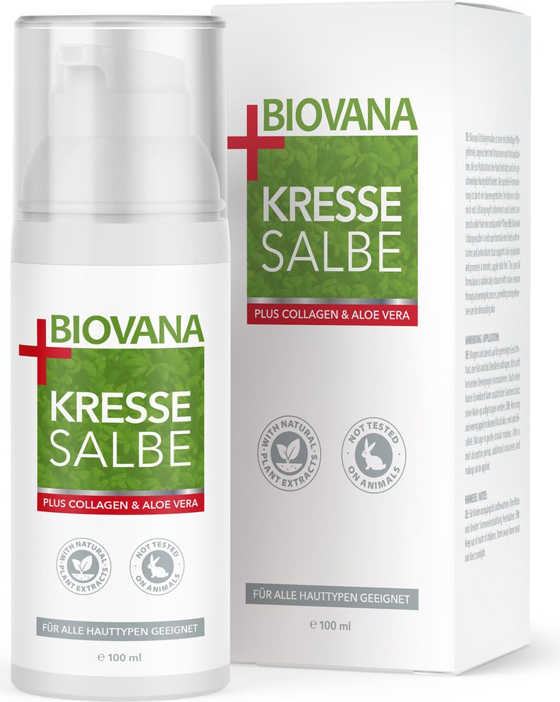BIOVANA Kressesalbe Plus, Kresse Salbe Gesichtscreme, Altersflecken Creme für das Gesicht, 100 ml