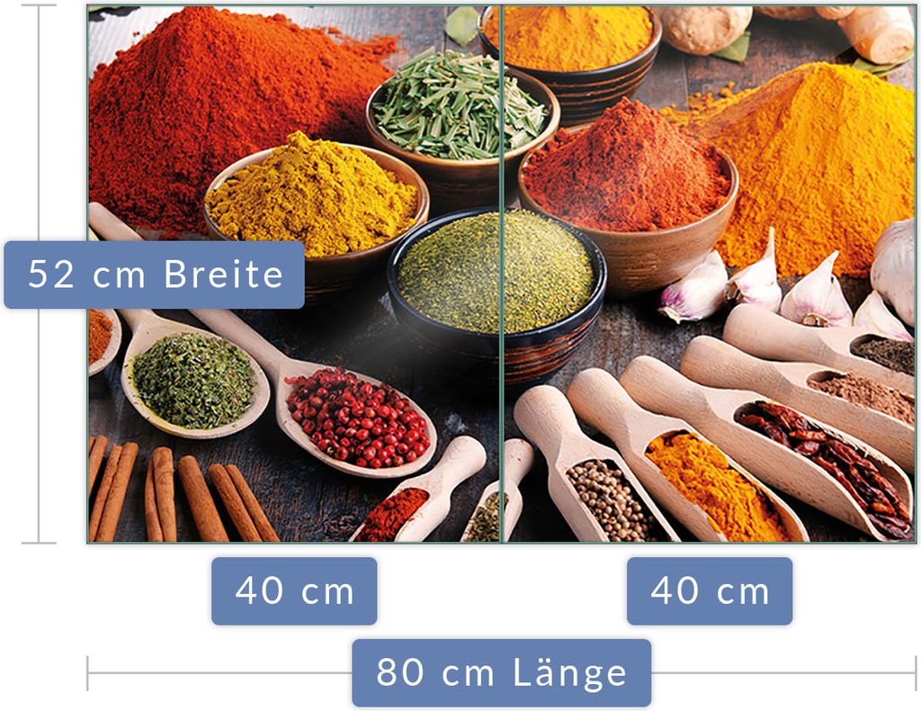 Herdabdeckplatte Abdeckung Glaskeramikfeld Abdeckplatte 2-Teilig 80x52 Gewürze Schutz