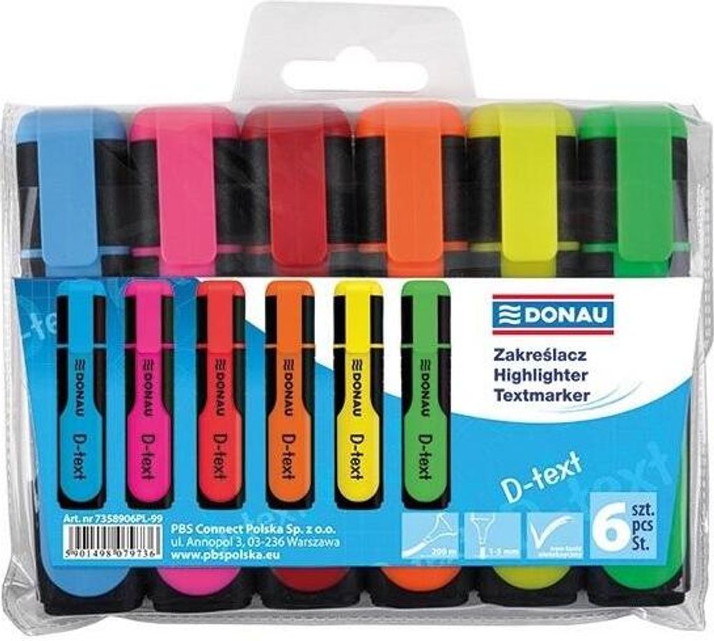 D-Text-Textmarker-Set 6 Farben Im Etui 9736